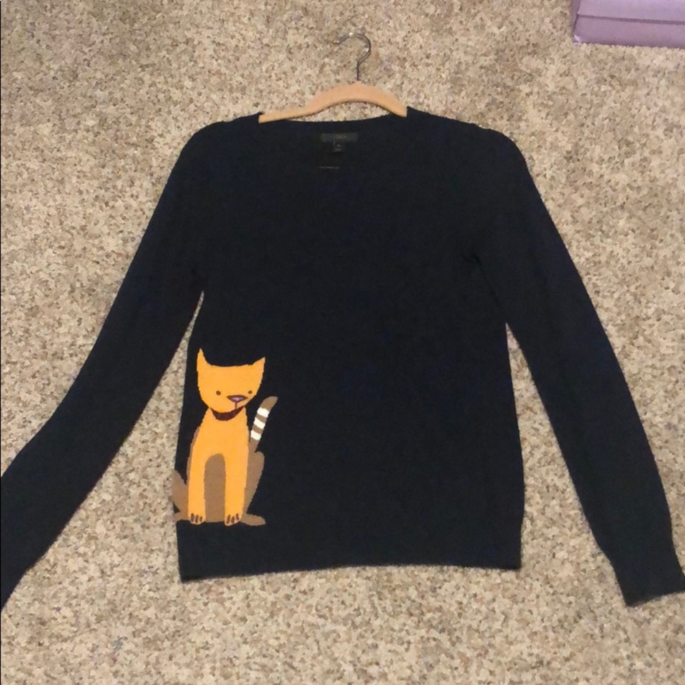 J Crew sweater with cat detail
